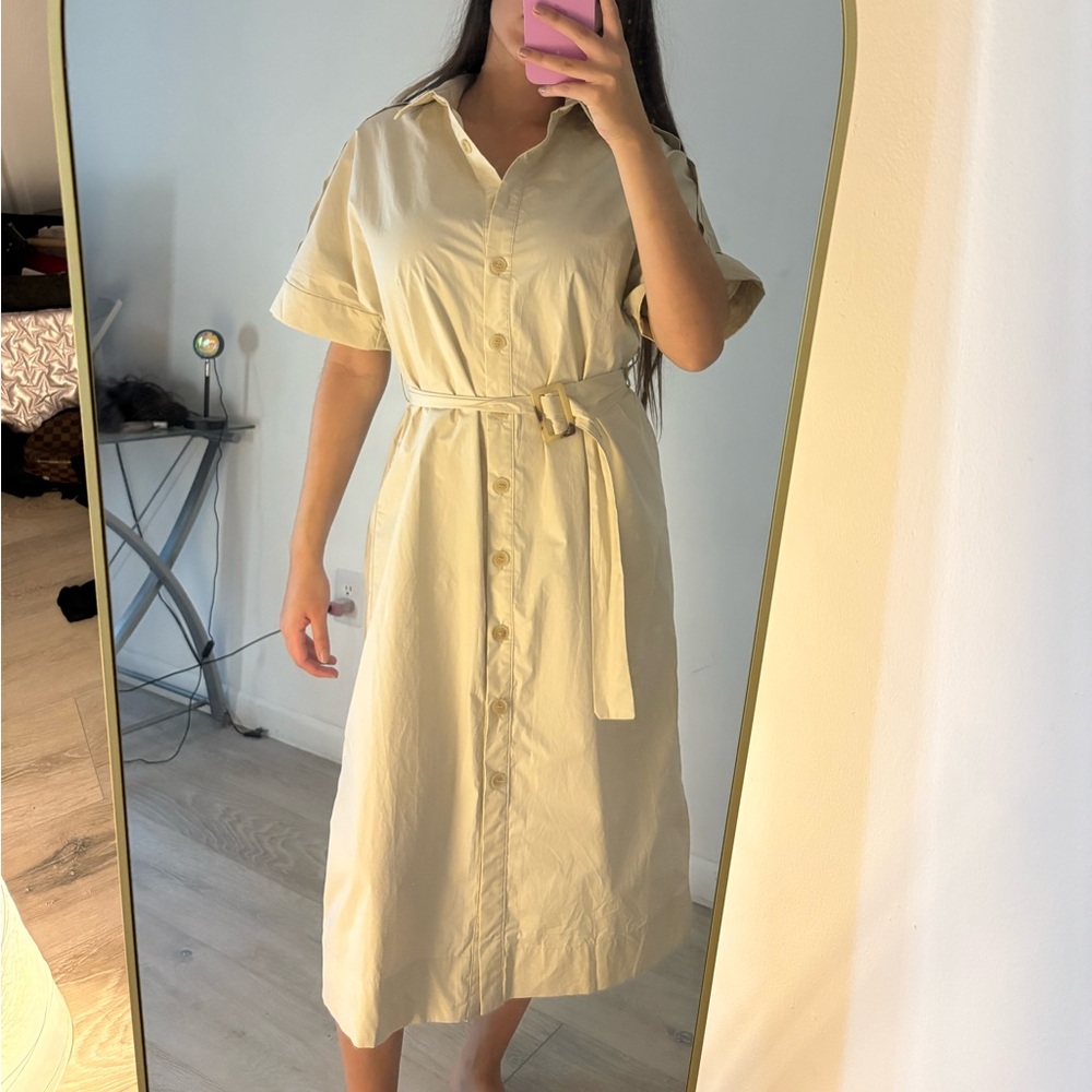 SHEIN Cream Button-Up Midi Dress